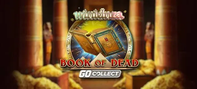 Pemandangan kuil kuno dalam slot Book of Dead GO Collect